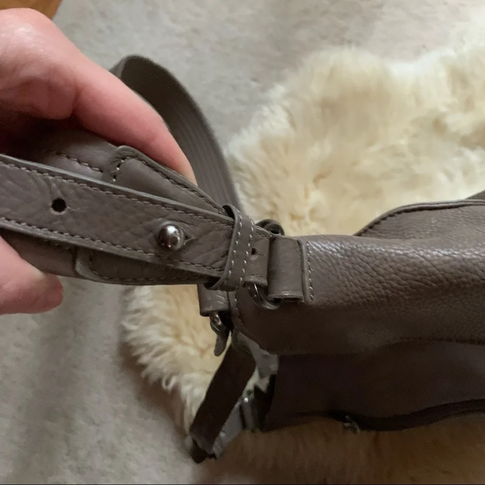 Kelsi Dagger Izzy Convertible Calf Leather Diagonal Hobo Bag Taupe Beige
